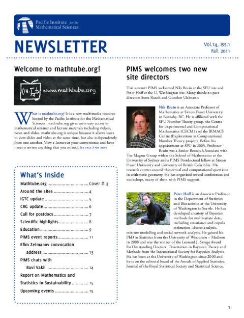 PIMS Newsletter, October 2011